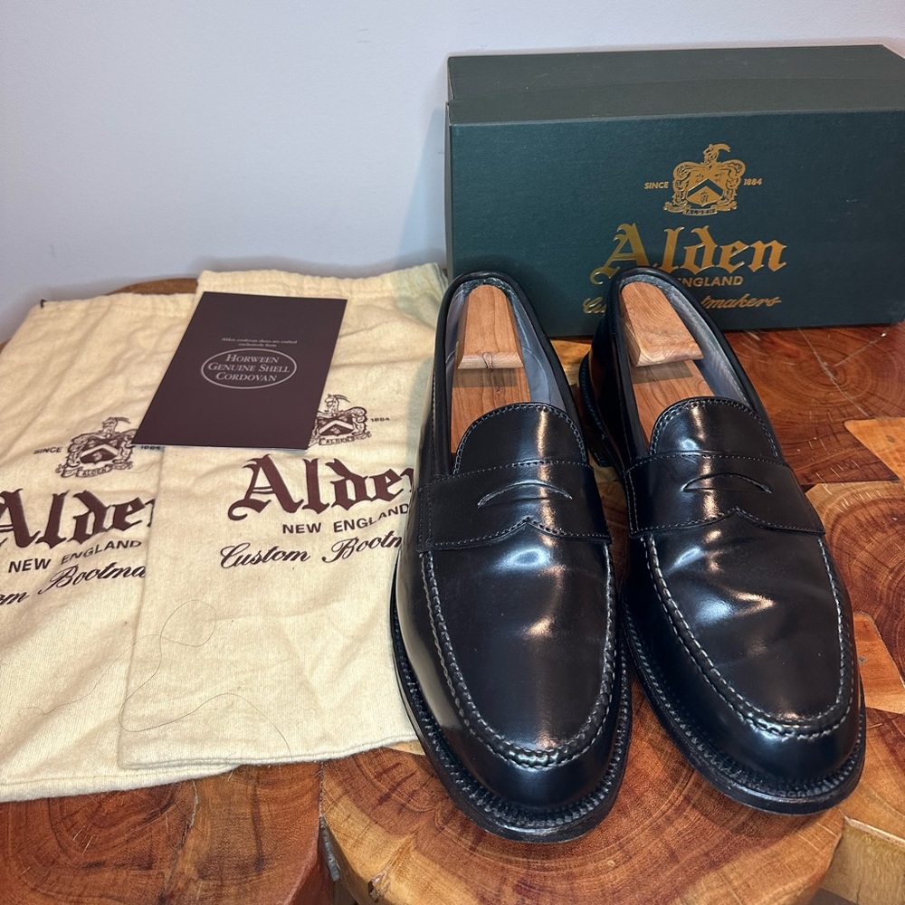 Alden Black Leather Loafers